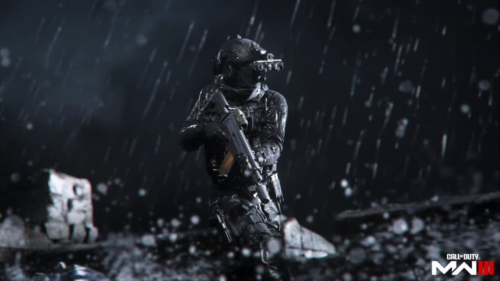 Operador bajo la lluvia en MW3