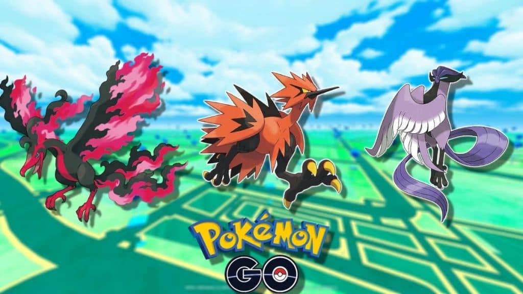 pokemon go legendarios galarian moltres, zapdos y articuno