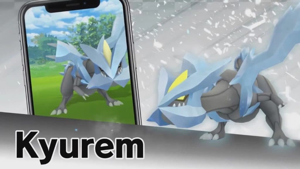 pokemon go raid boss kyurem en la pantalla del juego