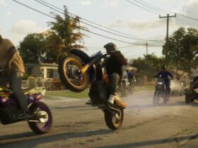 gta 6 character popping a wheelie on a dirt bike