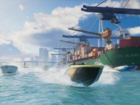 gta 6 trailer screen shot of speed boats on the sea