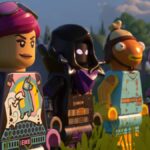 LEGO Fortnite characters in a line