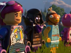 LEGO Fortnite characters in a line