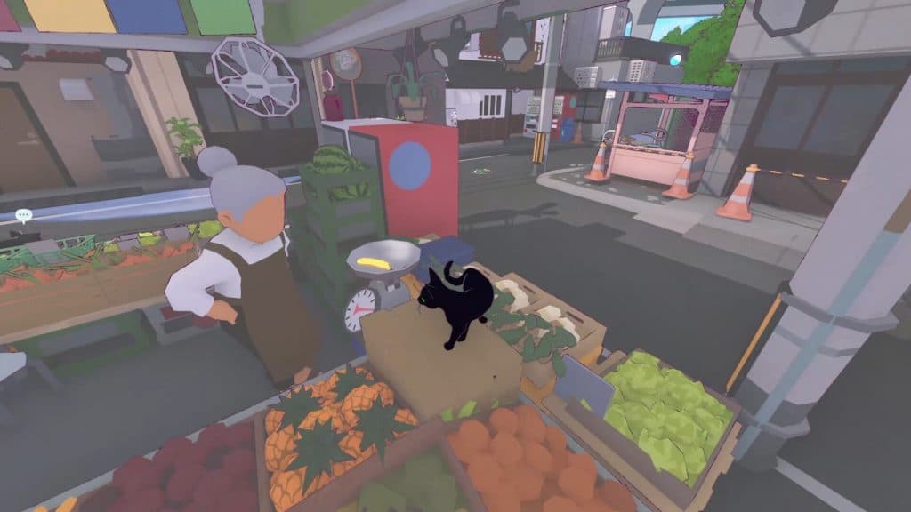 Un gato explora el mercado en Little Kitty, Big City