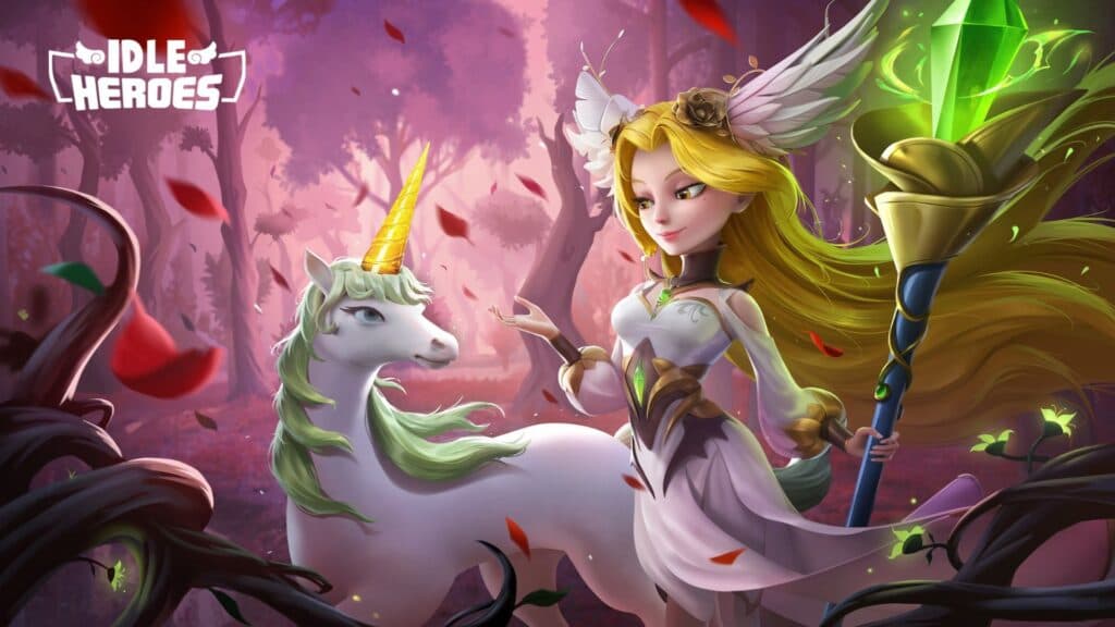 Pantalla de carga de Idle Hero con Unicornio