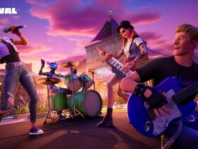 Fortnite Festival characters playing in band