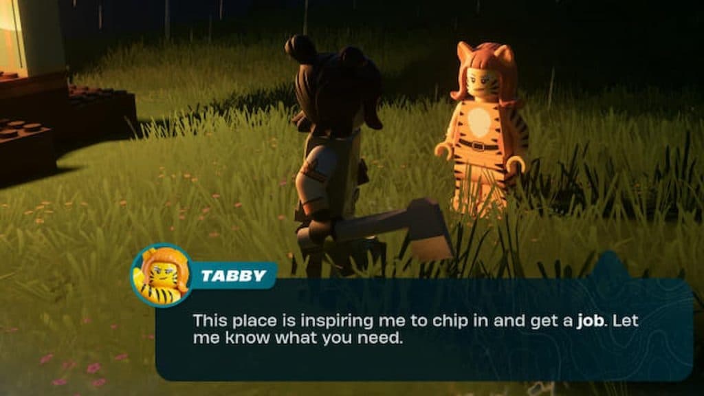 Una captura de pantalla del juego de Tabby en LEGO Fortnite
