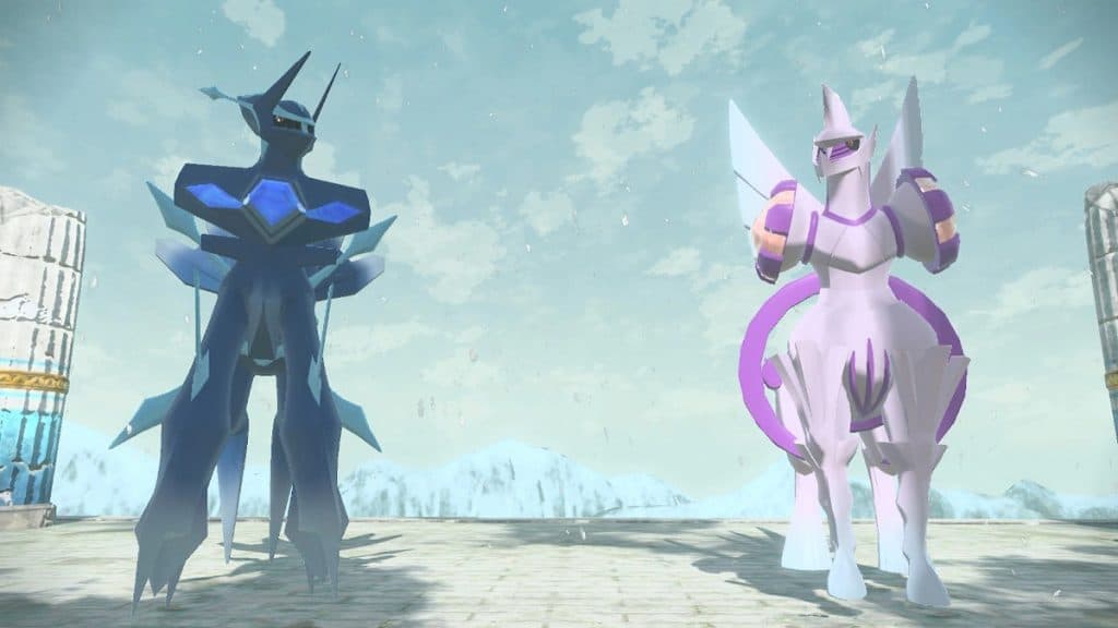 Forma de origen de Dialga y Palkia en Pokémon Escarlata y Violeta