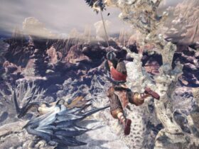 monster hunter world character attached to a flying monster