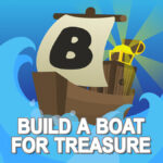 A boat with a treasure chest in Roblox Build A Boat For Treasure.