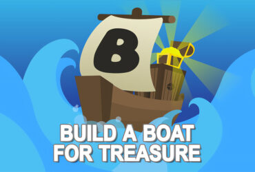 A boat with a treasure chest in Roblox Build A Boat For Treasure.