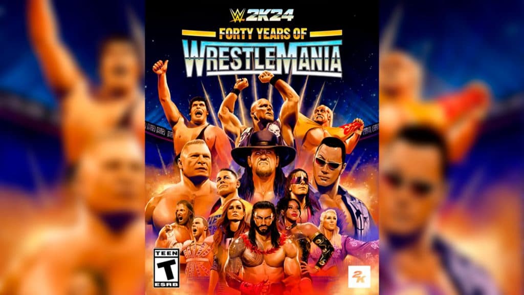 Portada de WWE 2K24 Cuarenta años de WrestleMania