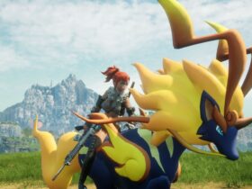 Player riding a Pal in Palworld