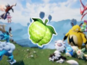 Skill Fruit with Pals in the background in Palworld