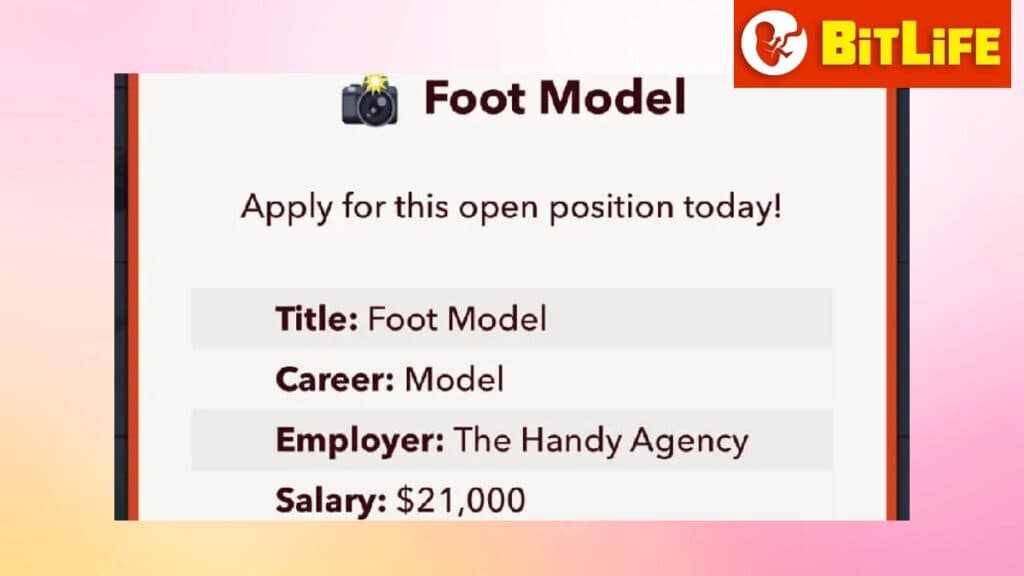 solicitud de empleo en bitlife