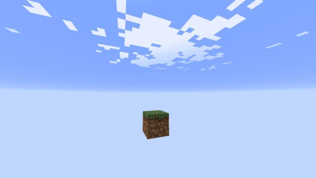 Un bloque solitario en el cielo en One Block Skyblock.