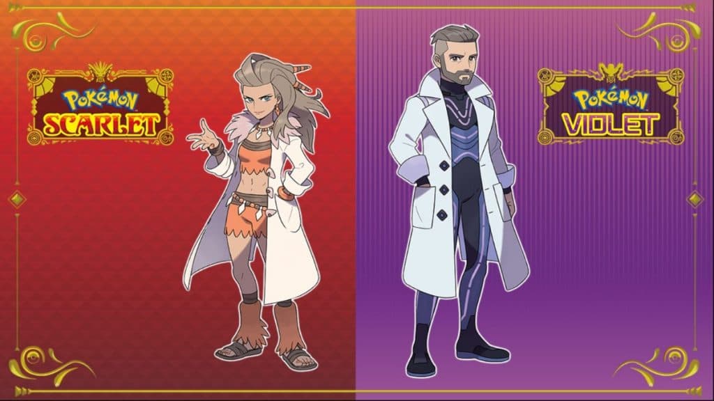 pokemon escarlata y violeta profesor sada y turo