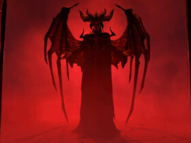 Diablo 4 Lilith in front of the gates of hell