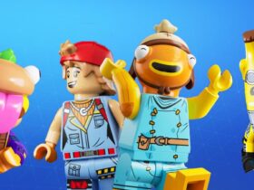 An image of some of the characters in LEGO Fortnite.