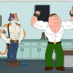 An image of Meowscles and Peter Griffin in a Fortnite cinematic short.