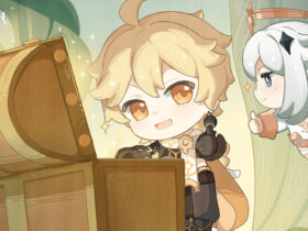 Chibi Aether and Paimon found a chest in Genshin Impact