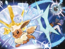 Eevee in a Tera Raid Battle event in Pokemon Scarlet and Violet