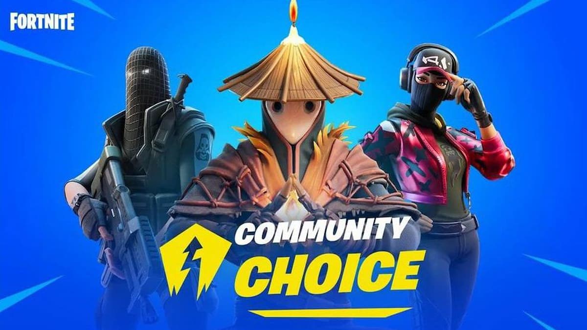 An image showing the three skins in the Fortnite Community Choice.