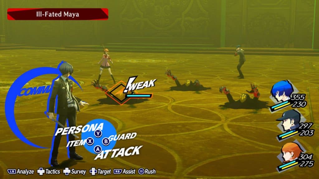 Persona 3 Recarga el juego de batalla.