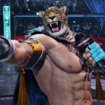 Tekken character with lion mask and mic i hand