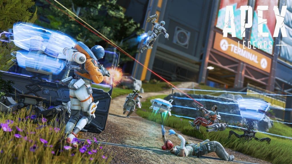 personajes de apex legends luchando en el olimpo