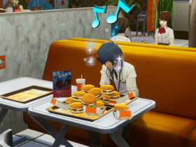 Persona 3 Reload MC attempting the Wilduck Burger Big Eater Challenge.