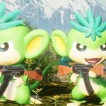 Two Tanzees holding guns in Palworld