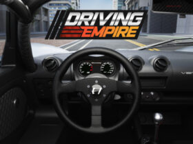 Interior of a car in Roblox Driving Empire.