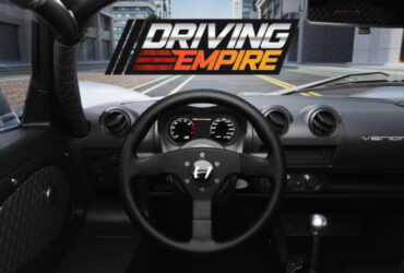 Interior of a car in Roblox Driving Empire.