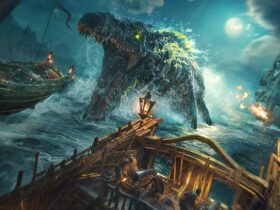 A sea monster about to devour a ship in Skull and Bones