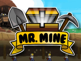 Mr. Mine thumbnail featuring a shove;, chest, and a pickaxe.