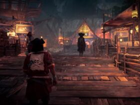 skull and bones character walking through hub