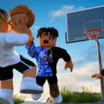 Various player playing basketball in Roblox Hoops Life Basketball.