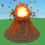 A volcano erupting in Destruction Simulator.