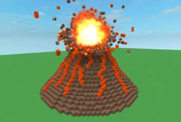 A volcano erupting in Destruction Simulator.