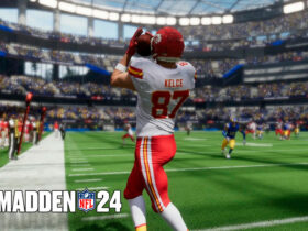 Travis Kelce catching a pass in Madden 24
