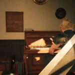 Cloud playing the piano in FF7 Rebirth.