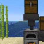 Chest on top of two hoppers and a Furnace in Minecraft