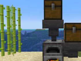 Chest on top of two hoppers and a Furnace in Minecraft