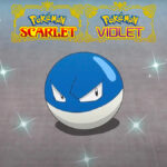 Shiny Voltorb in Pokemon anime with Scarlet and Violet logo