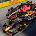 Verstappen, Leclerc, and Hamilton arriving to checkered flag F1 24