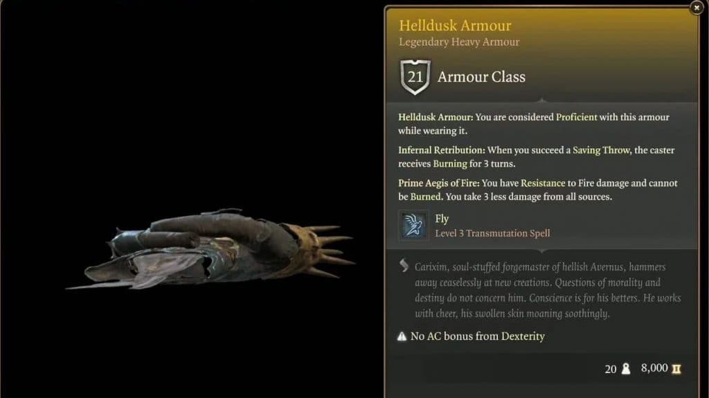 La armadura Helldusk en Baldur's Gate 3