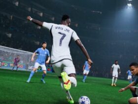 Vinicius Jr taking a shot in EA FC 24