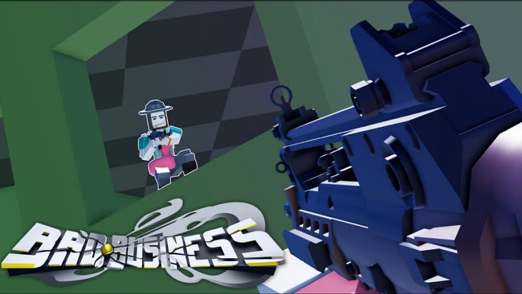 Personajes apuntándose con armas en Roblox Bad Business.