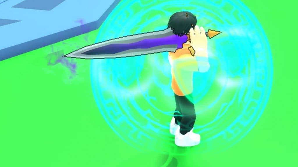 Espada secreta de la noche violeta en Roblox Sword Fighters Simulator.